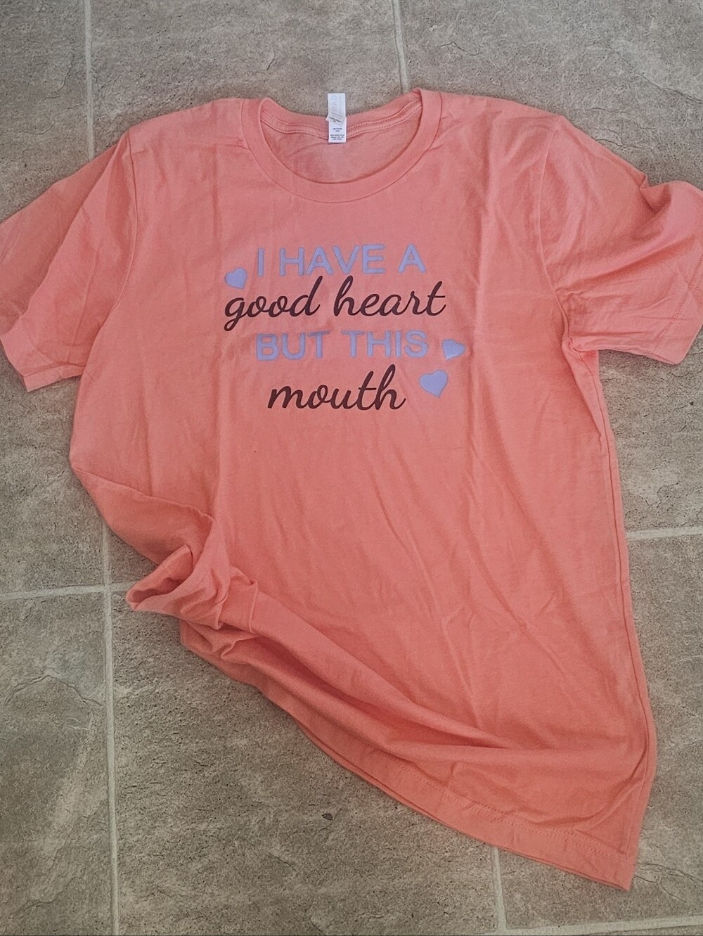 Bella Canvas Coral Short-Sleeve Graphic Tee with Blue Accents